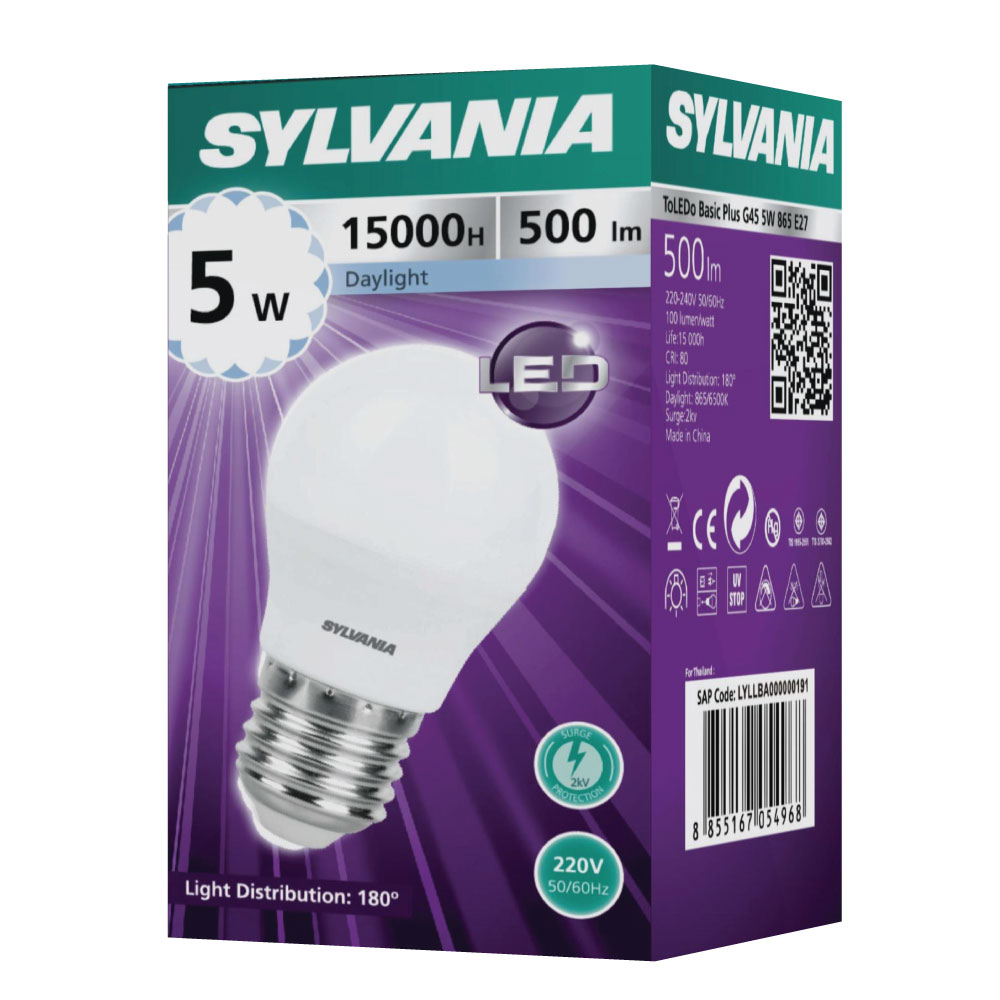 SYLVANIA หลอดไฟ รุ่น ToLEDo Basic Plus G45 5W 865 E27