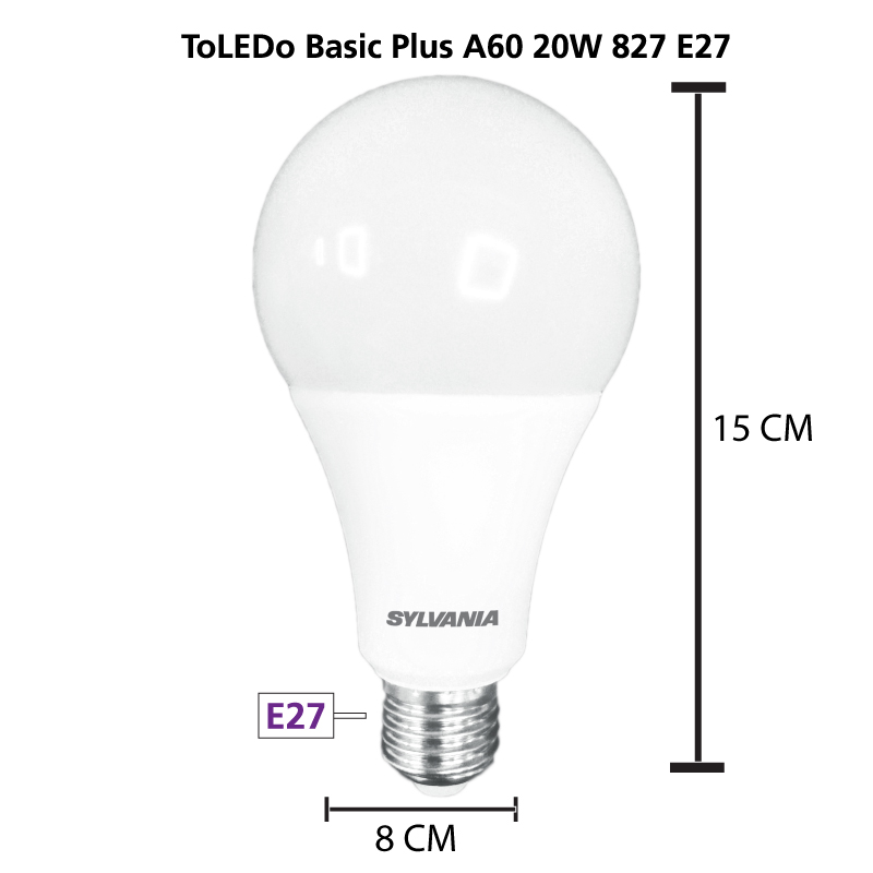SYLVANIA หลอดไฟ LED  ToLEDo Basic Plus A80 20W 827 E27  แสงวอร์มไวท์ 