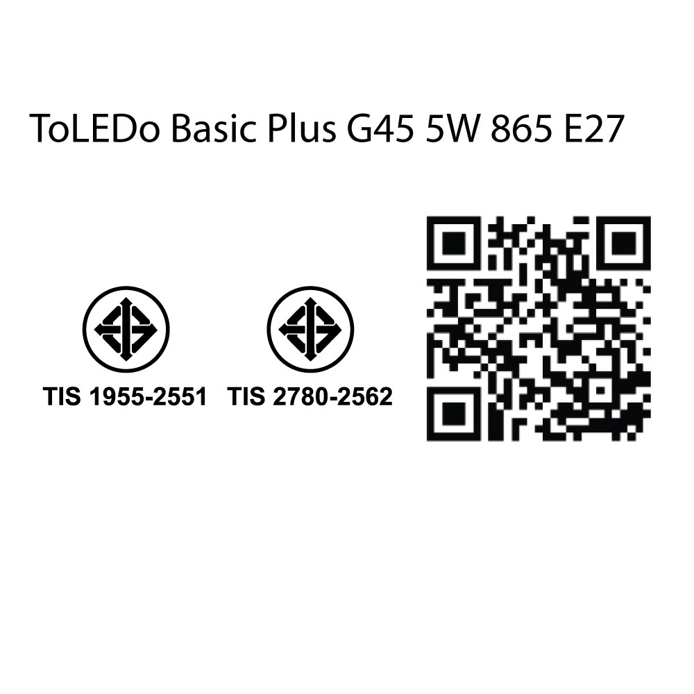 SYLVANIA หลอดไฟ รุ่น ToLEDo Basic Plus G45 5W 865 E27