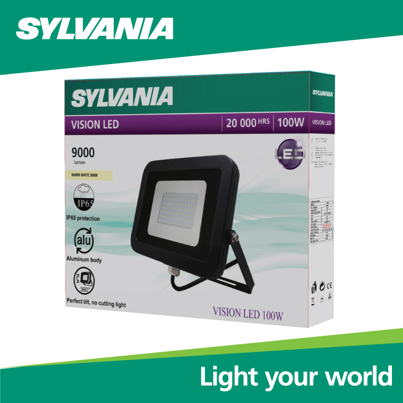 Sylvania LED Floodlight โคมฟลัดไลท์แอลอีดี โคมสปอร์ตไลท์  VISION LED 100W วอร์มไวท์